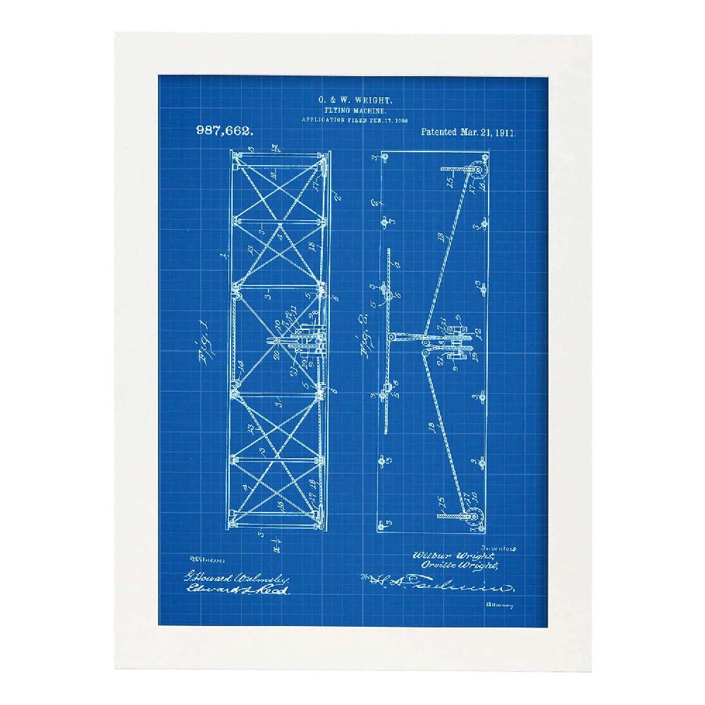 Nacnic Lámina De Patente De Alas De Avión Antigua