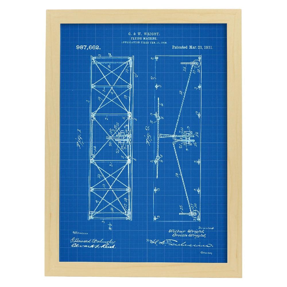 Nacnic Lámina De Patente De Alas De Avión Antigua