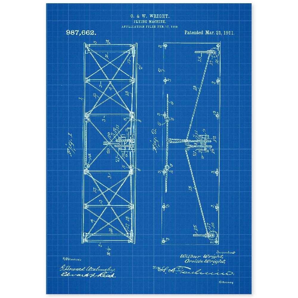 nacnic Lámina de Patente de Alas de Avión Antigua