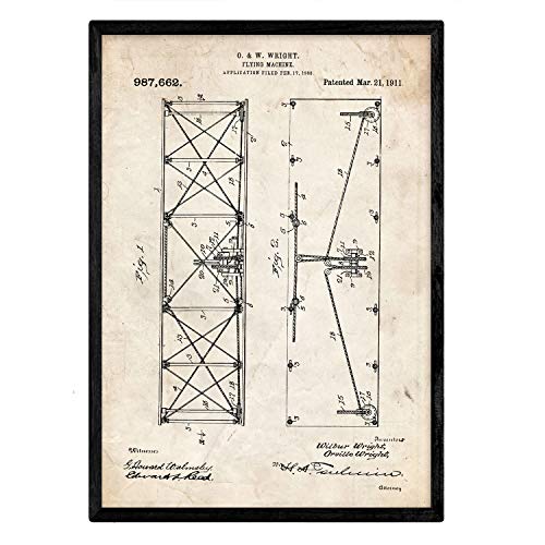Nacnic Lámina De Patente De Alas De Avión Antigua