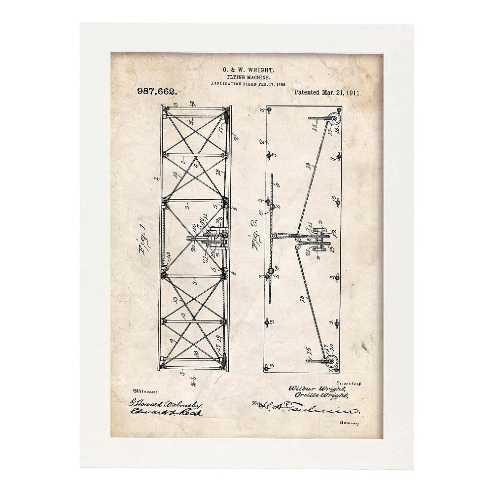 Nacnic Lámina De Patente De Alas De Avión Antigua
