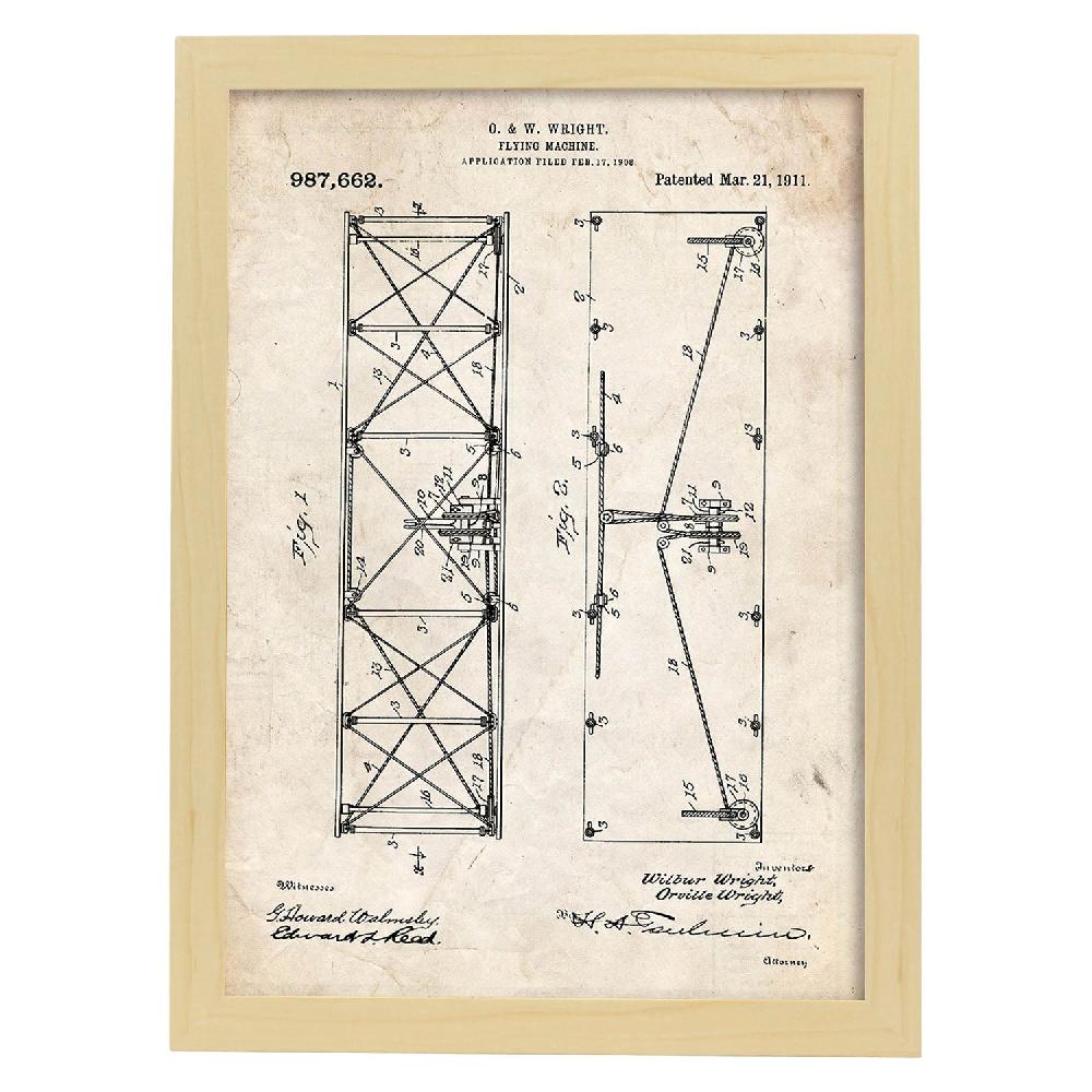 Nacnic Lámina De Patente De Alas De Avión Antigua