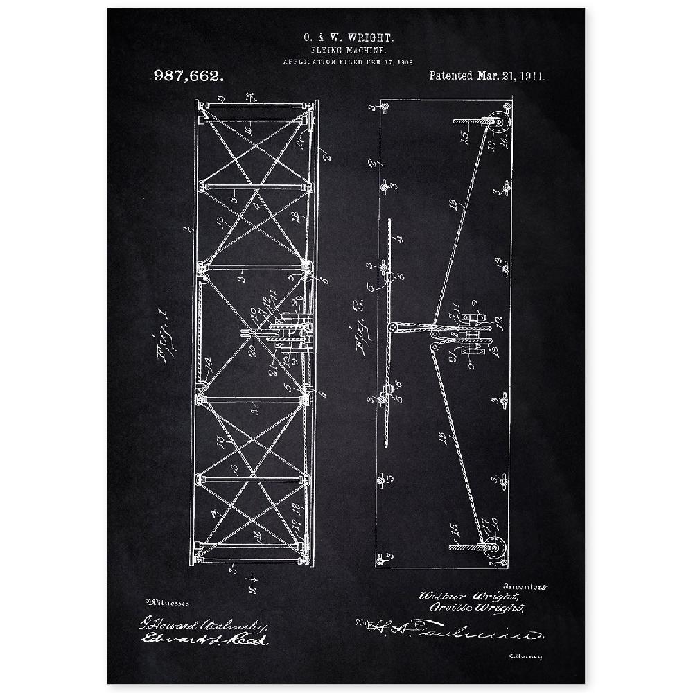 nacnic Lámina de Patente de Alas de Avión Antigua