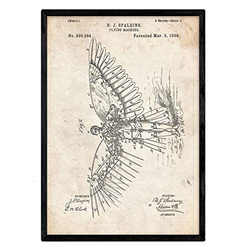 Nacnic Lámina De Patente De Alas Humanas Antigua