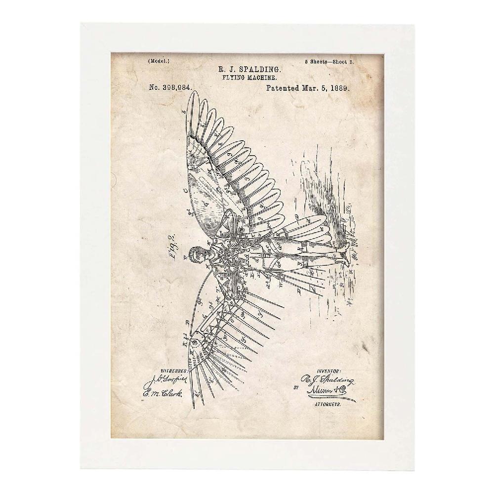 Nacnic Lámina De Patente De Alas Humanas Antigua