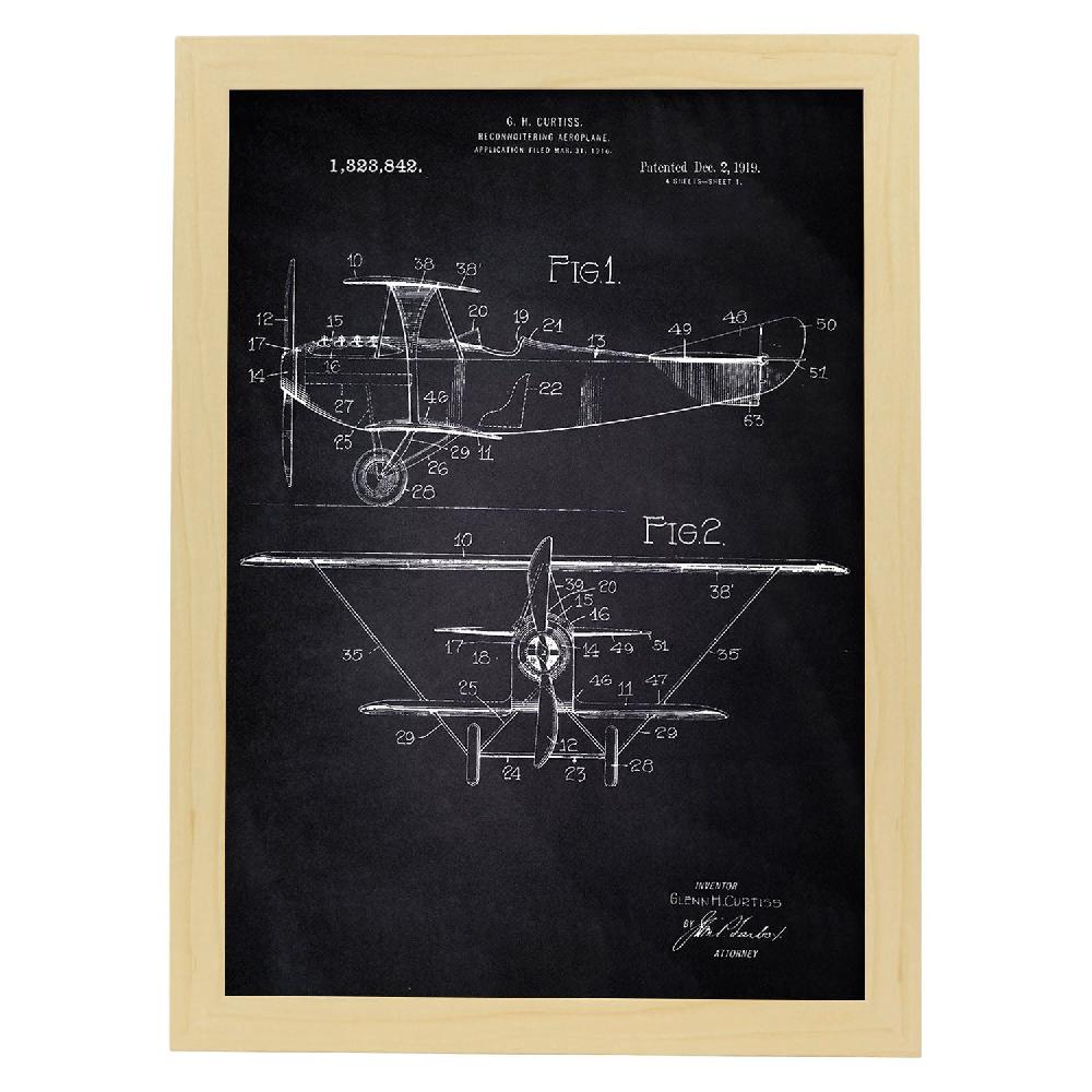 Nacnic Lámina De Patente De Avion Antigua