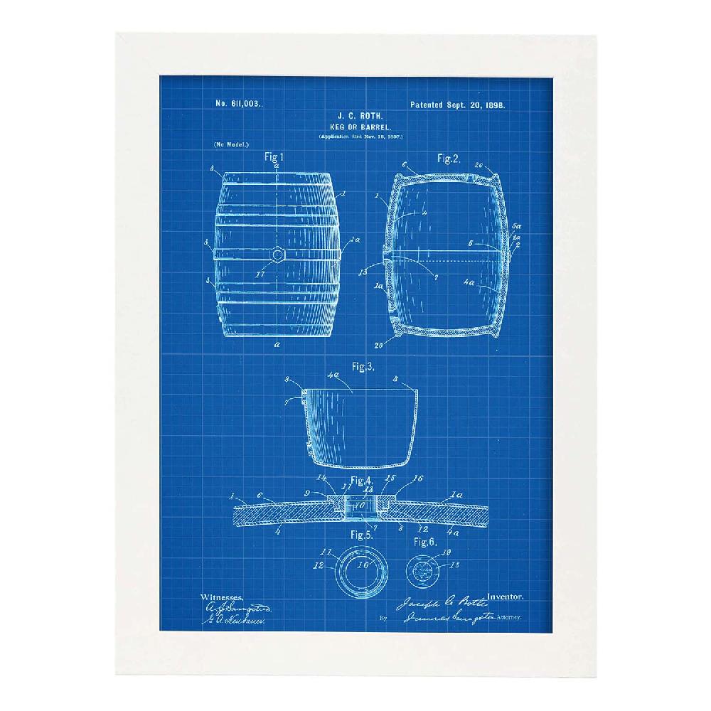 Nacnic Lámina De Patente De Barril Antigua