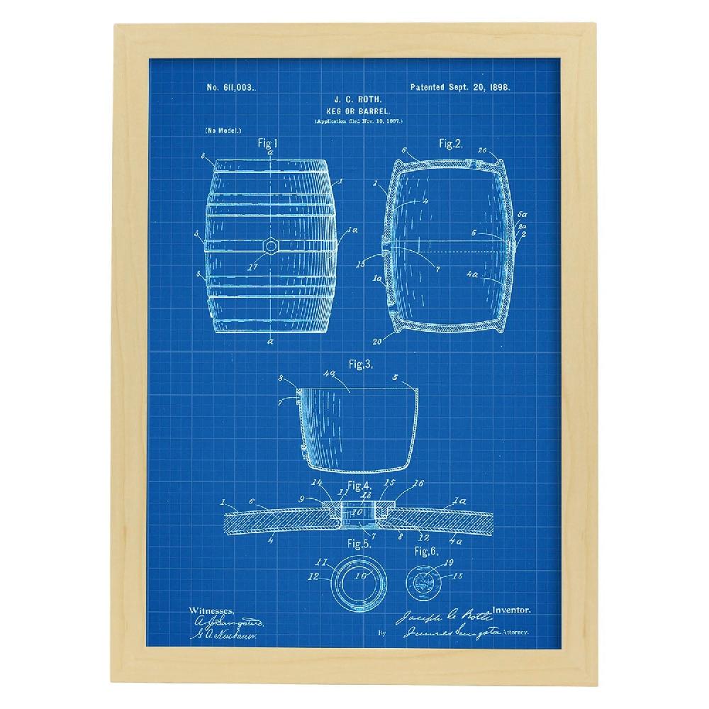 Nacnic Lámina De Patente De Barril Antigua