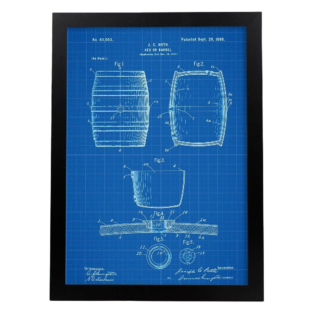 Nacnic Lámina De Patente De Barril Antigua