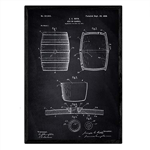 nacnic Lámina de Patente de Barril Antigua