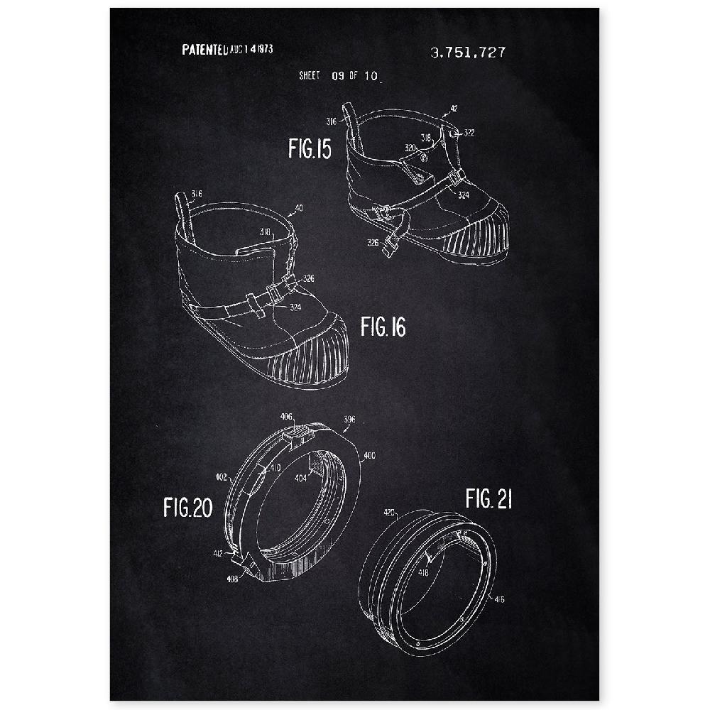 nacnic Lámina de Patente de Bota Astronauta
