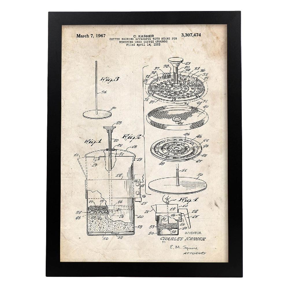 Nacnic Lámina De Patente De Cafetera Antigua 3