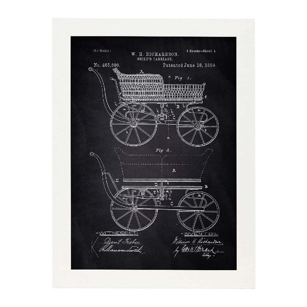 Nacnic Lámina De Patente De Carrito Bebe Antigua