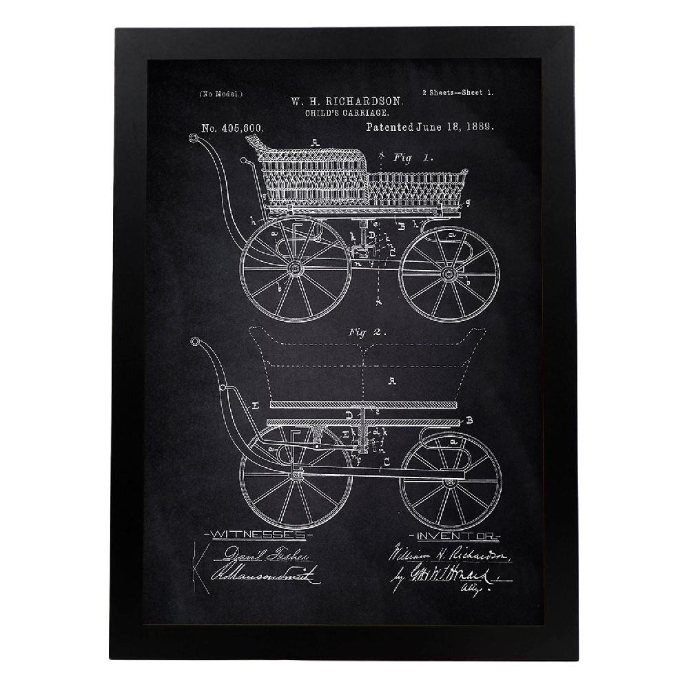 Nacnic Lámina De Patente De Carrito Bebe Antigua