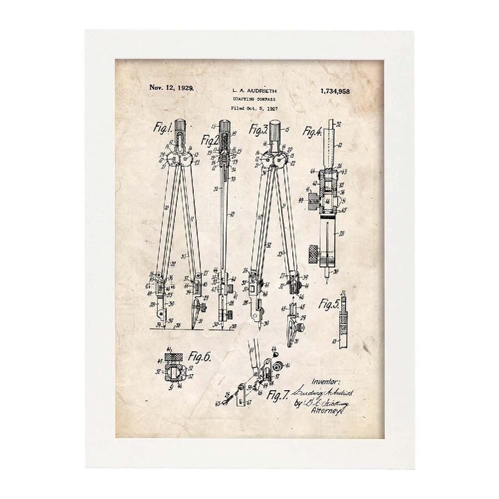Nacnic Lámina De Patente De Compás Antigua