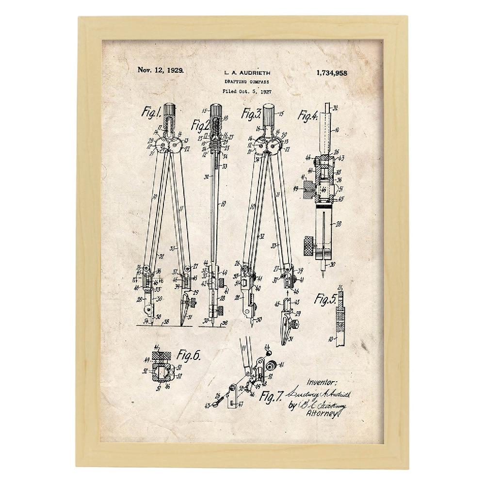 Nacnic Lámina De Patente De Compás Antigua