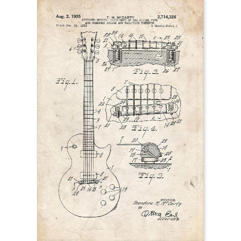 nacnic Lámina de Patente de Guitarra Antigua