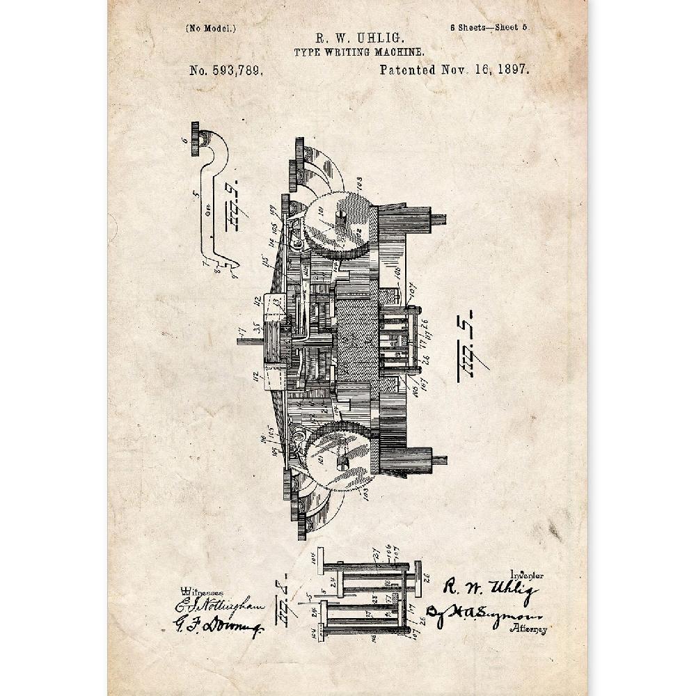 nacnic Lámina de Patente de Maquina de Escribir 3