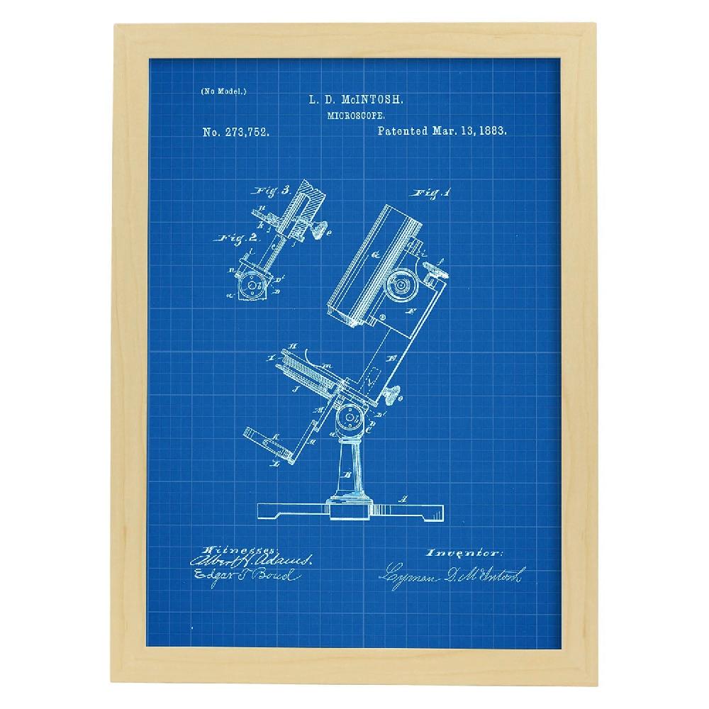 Nacnic Lámina De Patente De Microscopio Antigua