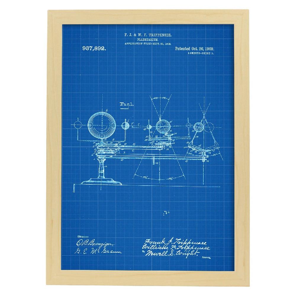 Nacnic Lámina De Patente De Planetario Antiguo