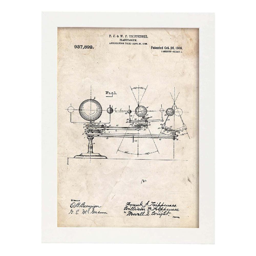 Nacnic Lámina De Patente De Planetario Antiguo