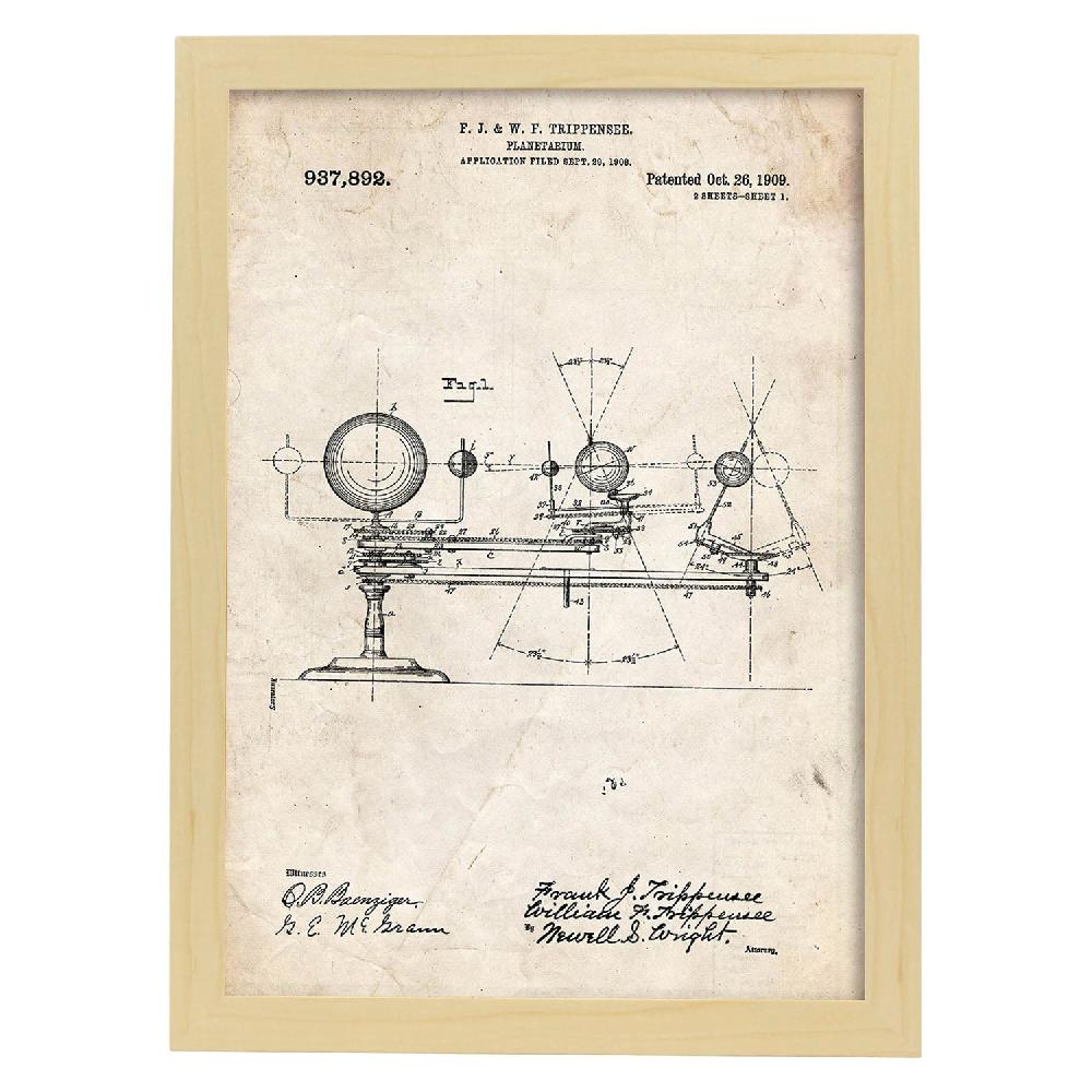 Nacnic Lámina De Patente De Planetario Antiguo
