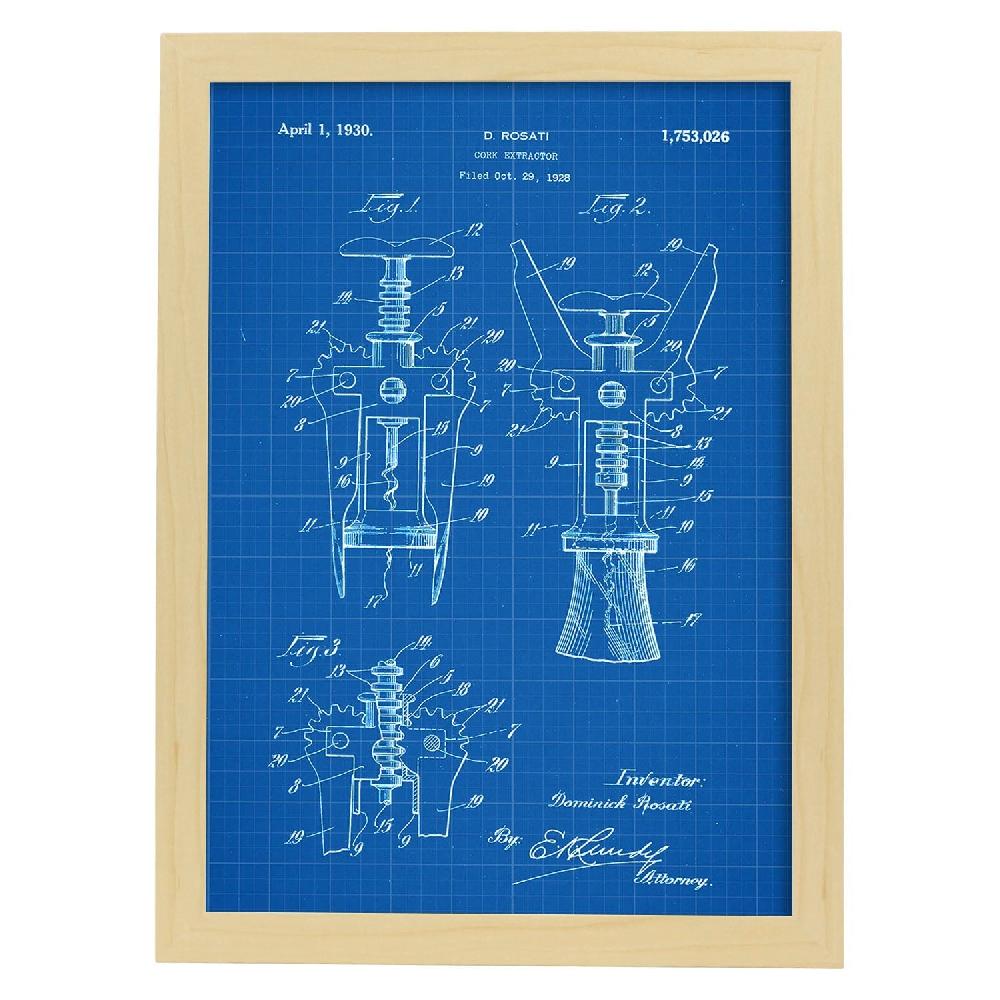 nacnic Lámina de Patente de Sacacorchos Antigua 2