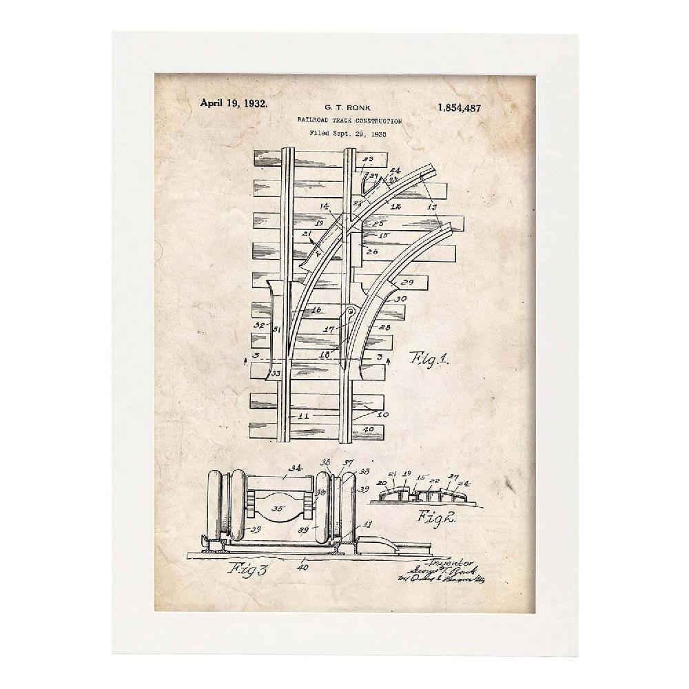 Nacnic Lámina De Patente De Vía De Tren Antigua