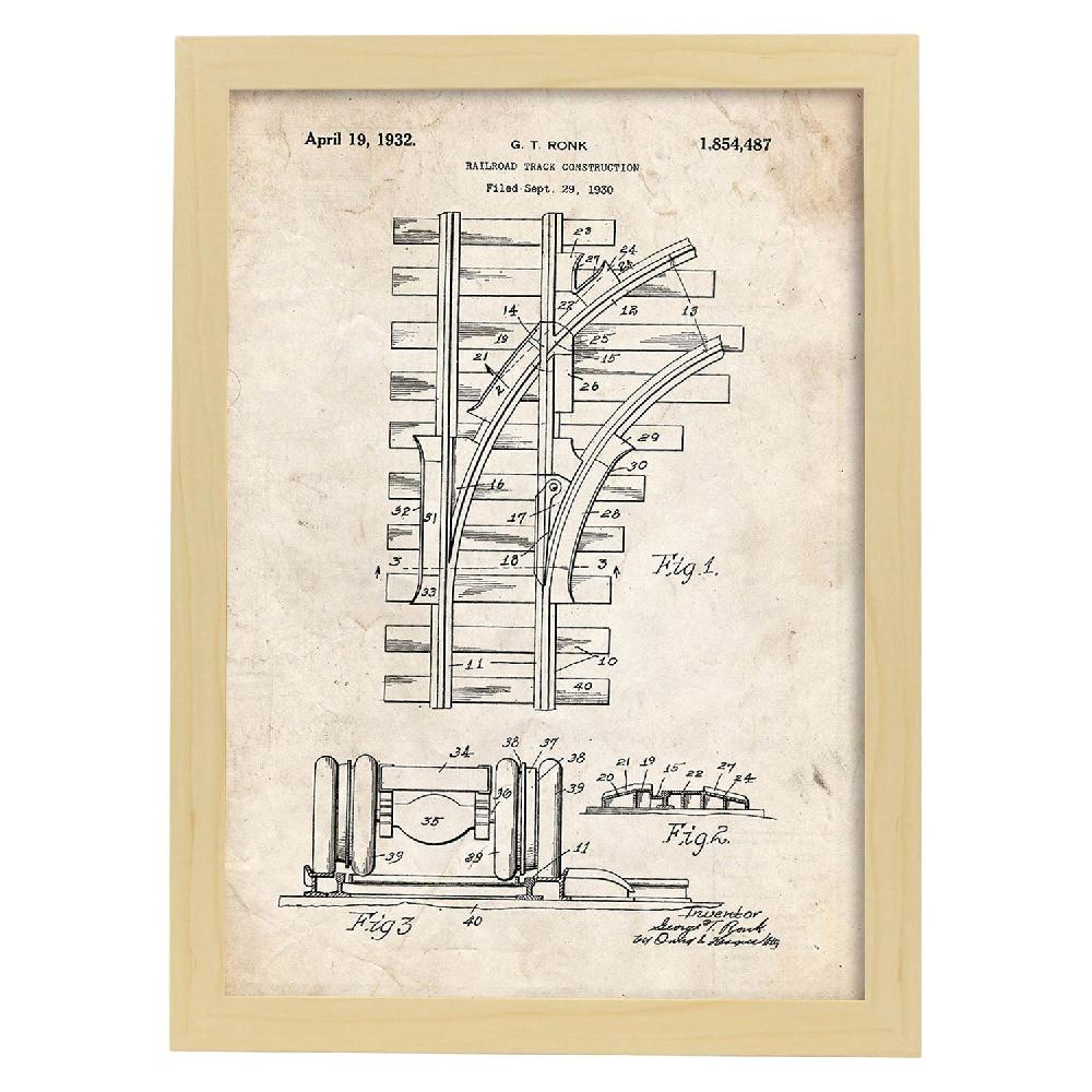 Nacnic Lámina De Patente De Vía De Tren Antigua