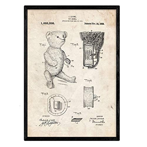 nacnic Lámina de Patente Osito de Peluche Antigua