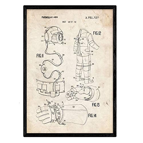 nacnic Lámina de Patente Ropa Astronauta 2