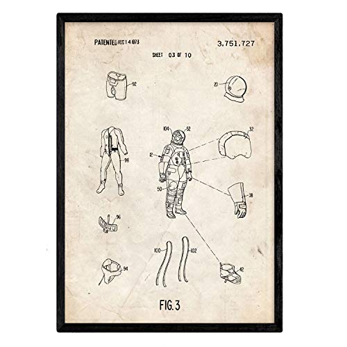 nacnic Lámina de Patente Ropa Astronauta1 Antigua