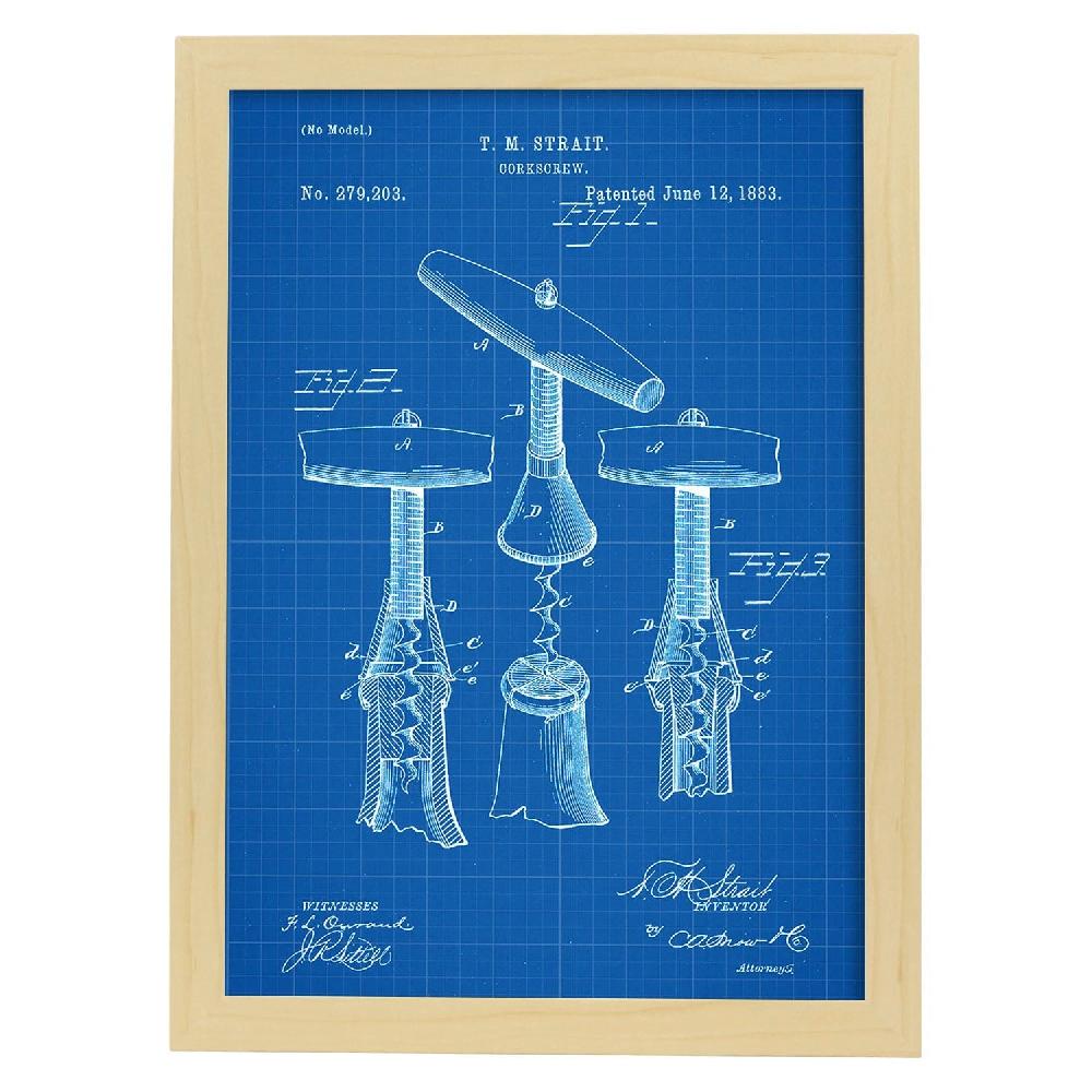Nacnic Lámina De Patente Sacacorchos 2 Antigua