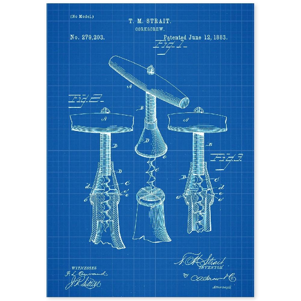 nacnic Lámina de Patente Sacacorchos 2 Antigua