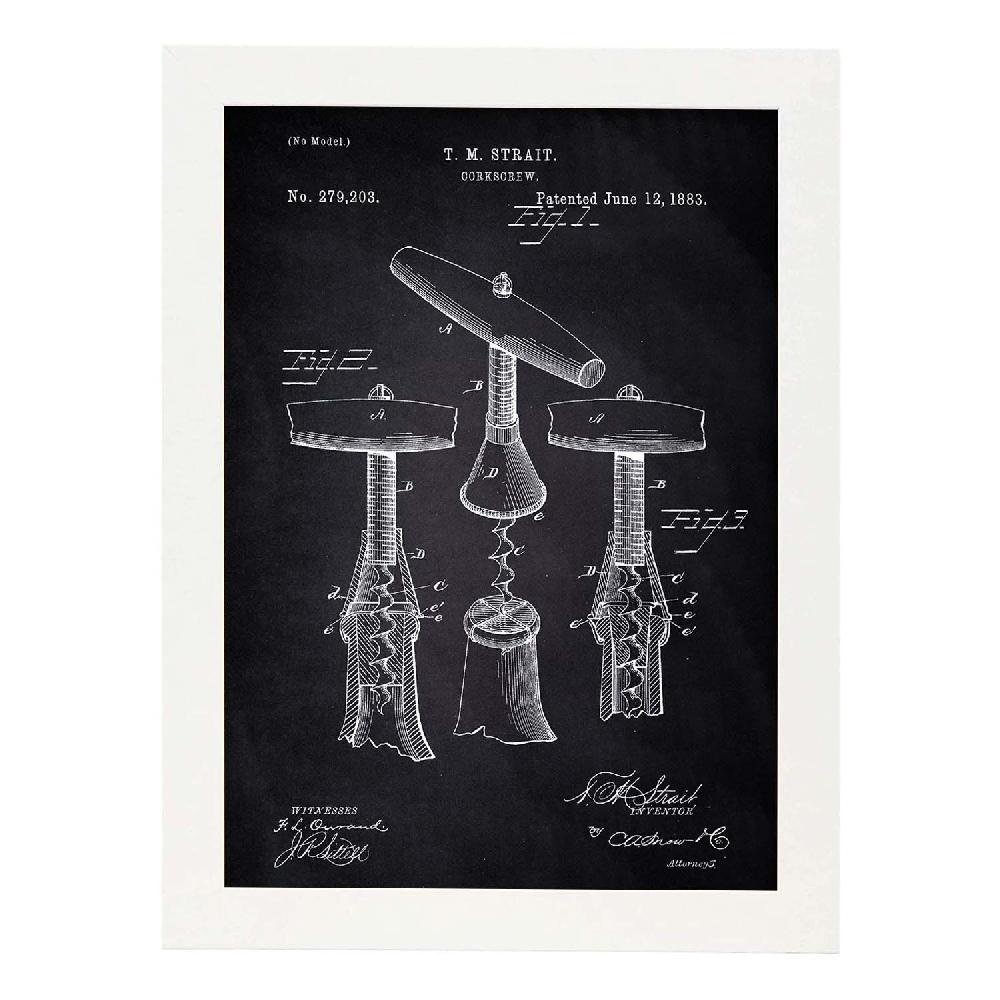 Nacnic Lámina De Patente Sacacorchos Antigua 2