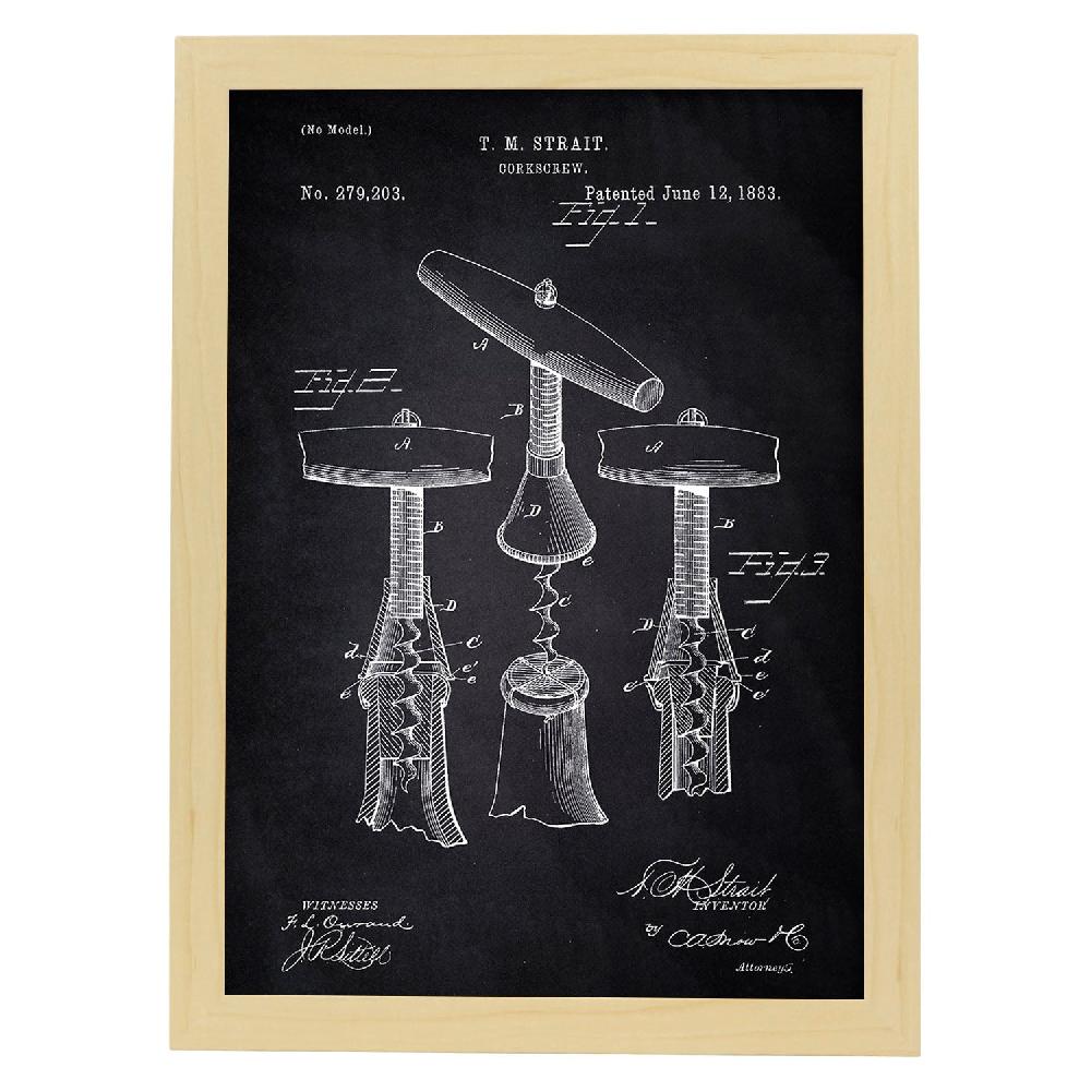 Nacnic Lámina De Patente Sacacorchos Antigua 2