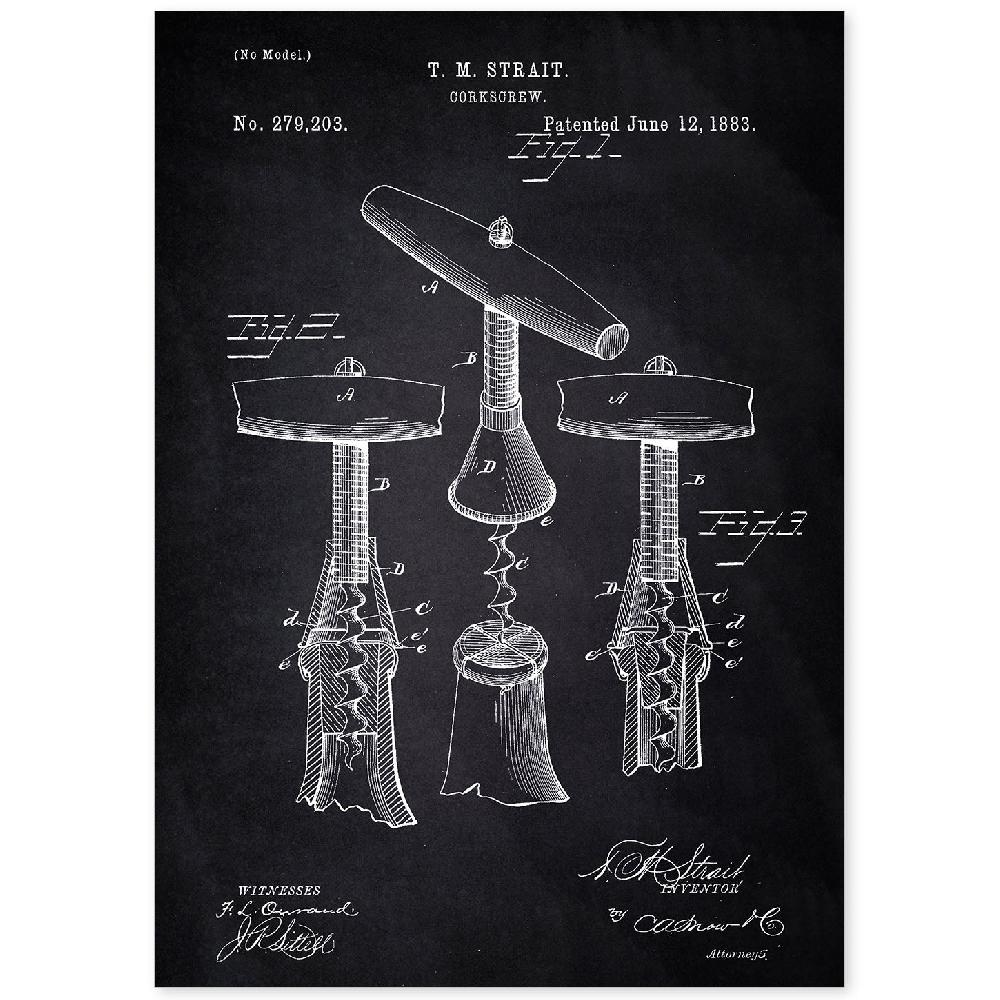 nacnic Lámina de Patente Sacacorchos Antigua 2