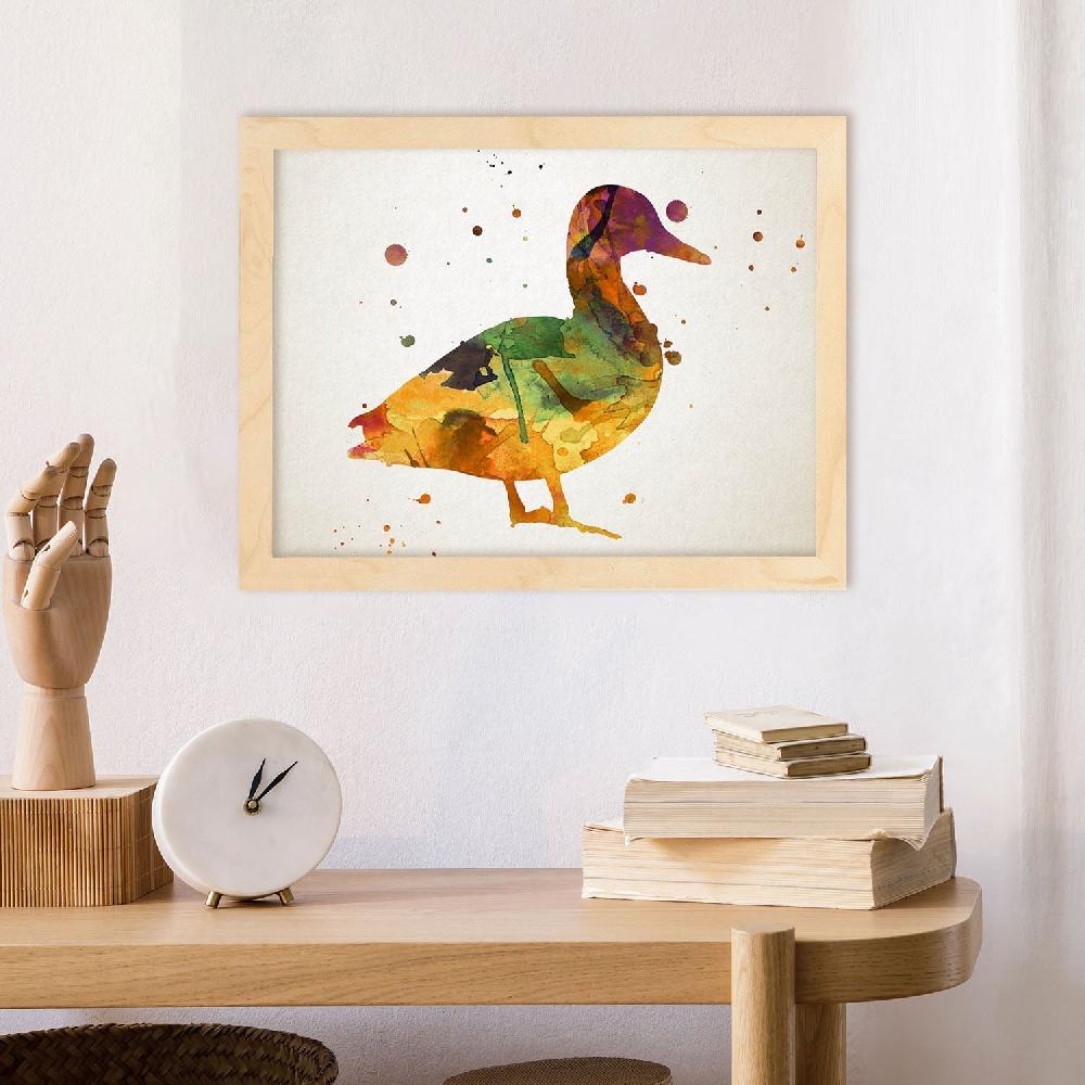 nacnic Lámina de Pato en Estilo Acuarela