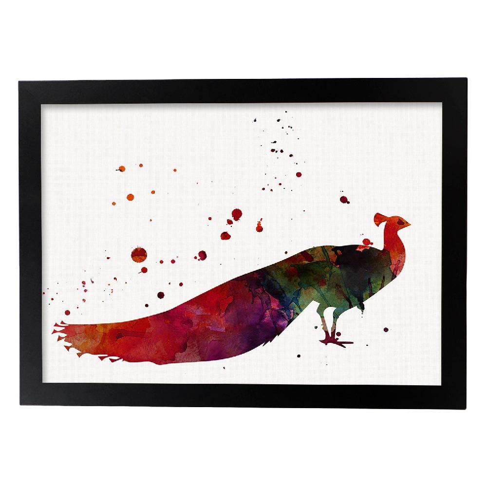 Nacnic Lámina De Pavo Real En Acuarela