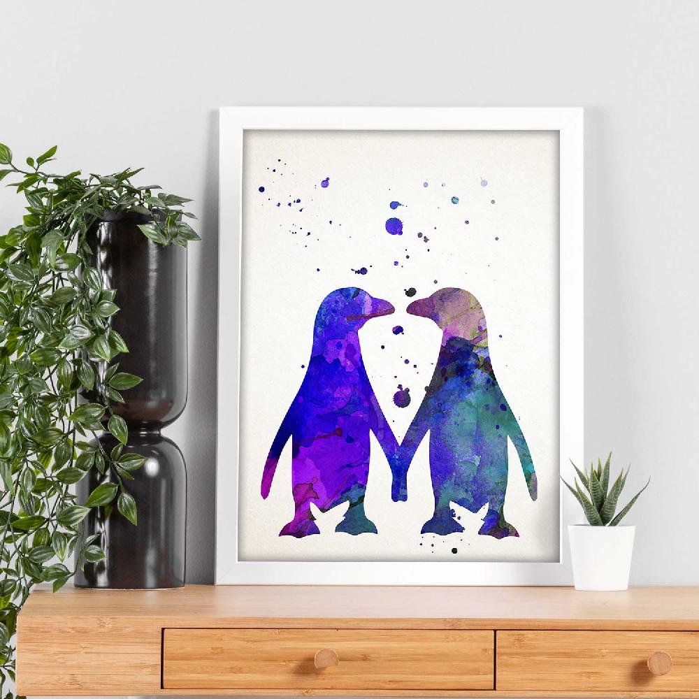Nacnic Lámina De Pingüino En Acuarela