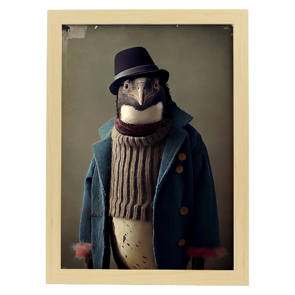 Nacnic Nacnic Lámina De Pingüino Vestido En Ropa Humana Para Sala De Estar O Dormitorio