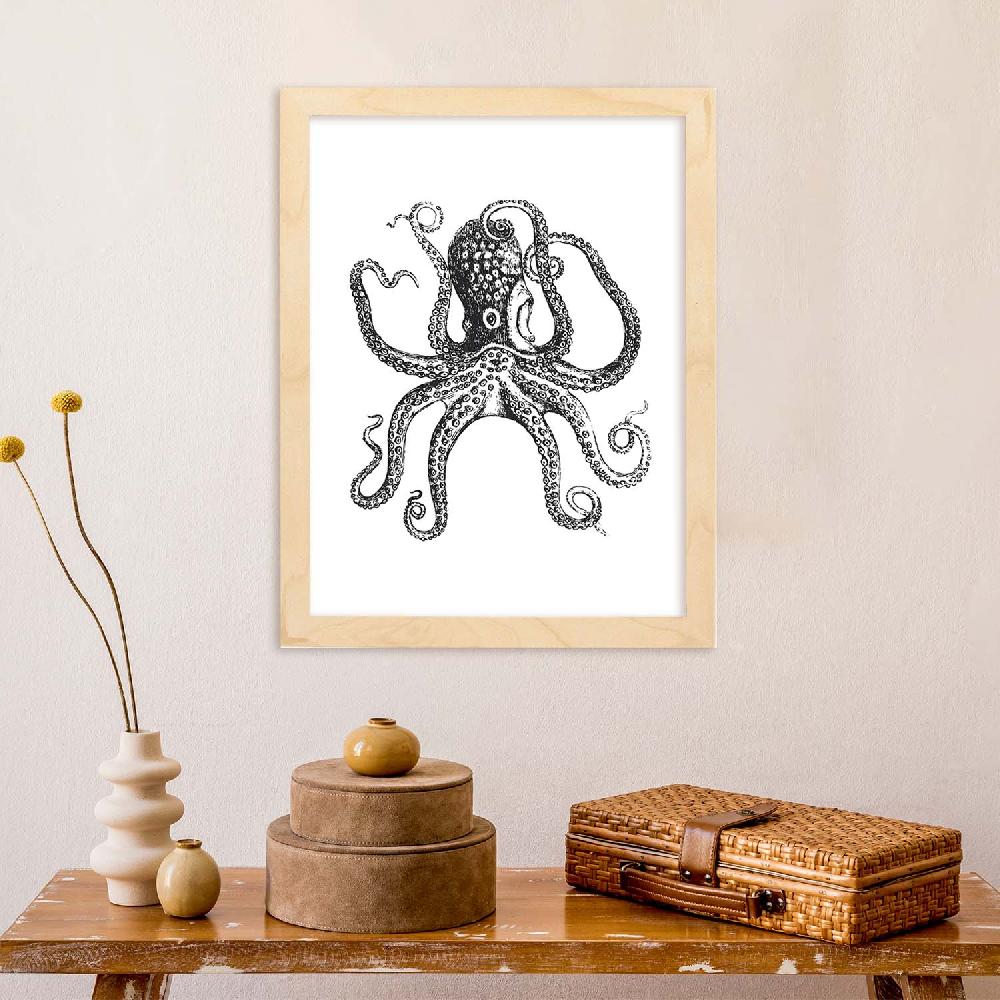 Nacnic Lámina De Pulpo En Blanco Y Negro