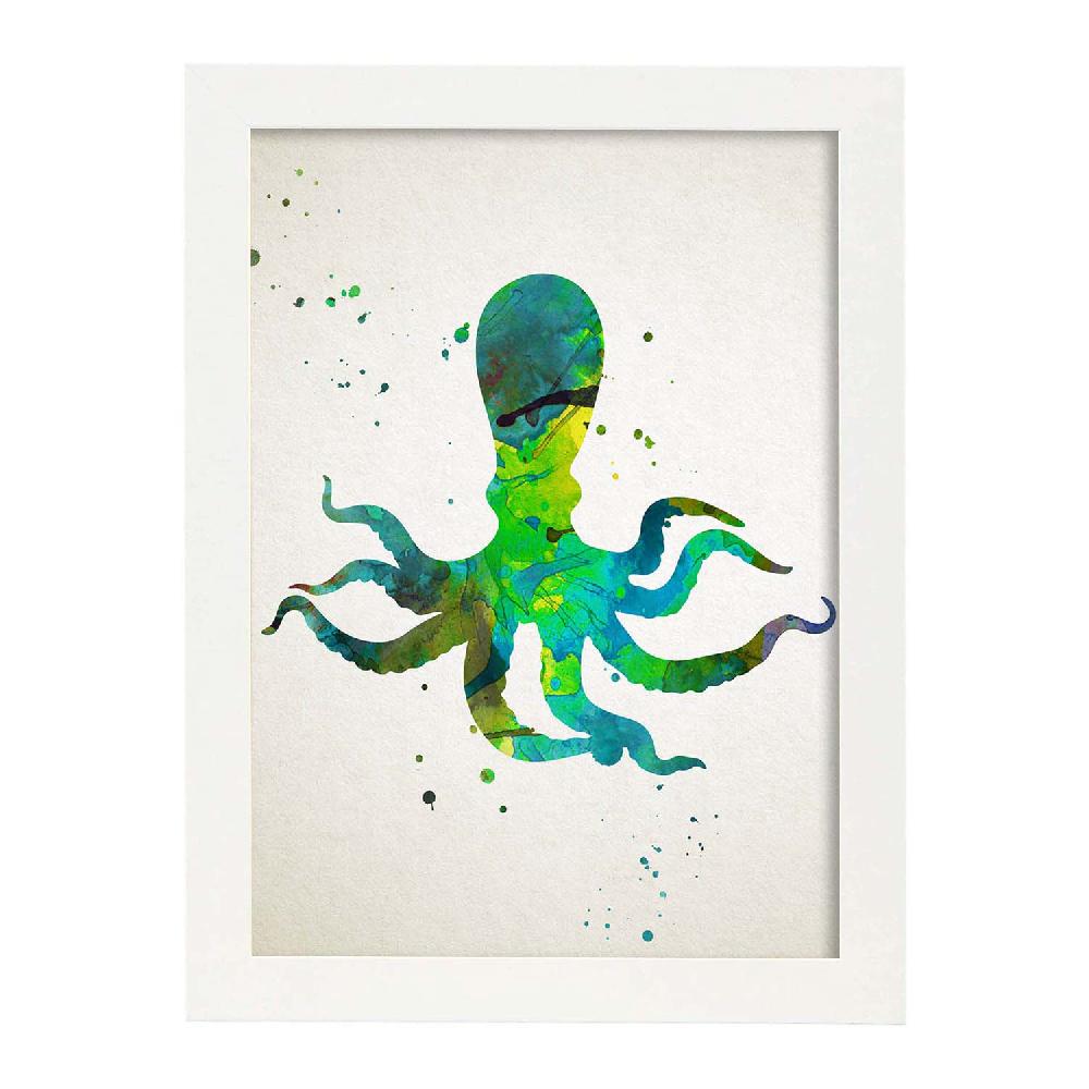 Nacnic Lámina De Pulpo Estilo Acuarela