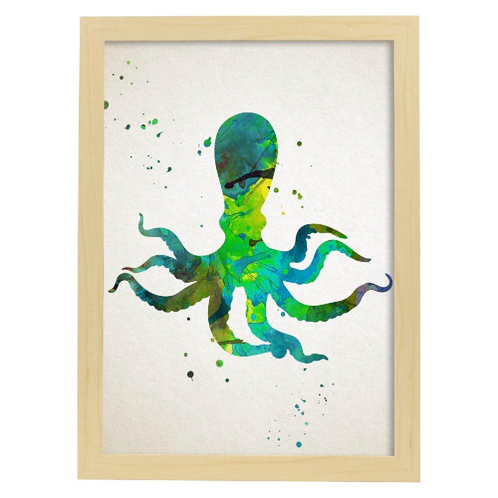 Nacnic Lámina De Pulpo Estilo Acuarela