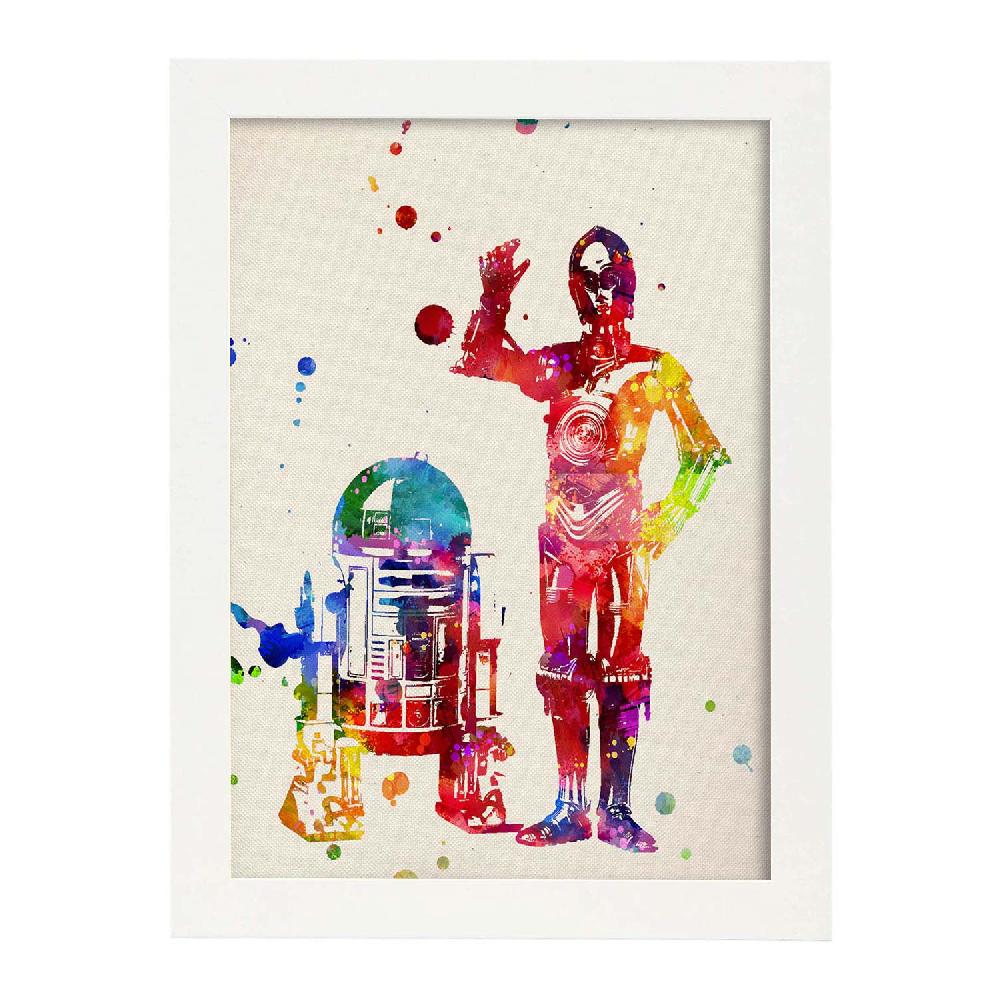 Nacnic Lámina De R2D2 Y C3PO En Estilo Acuarela