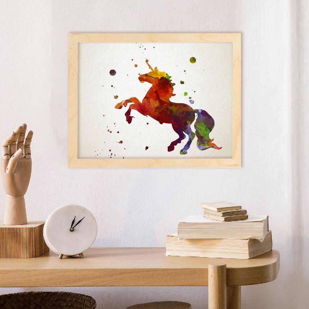 nacnic Lámina de Unicornio Estilo Acuarela
