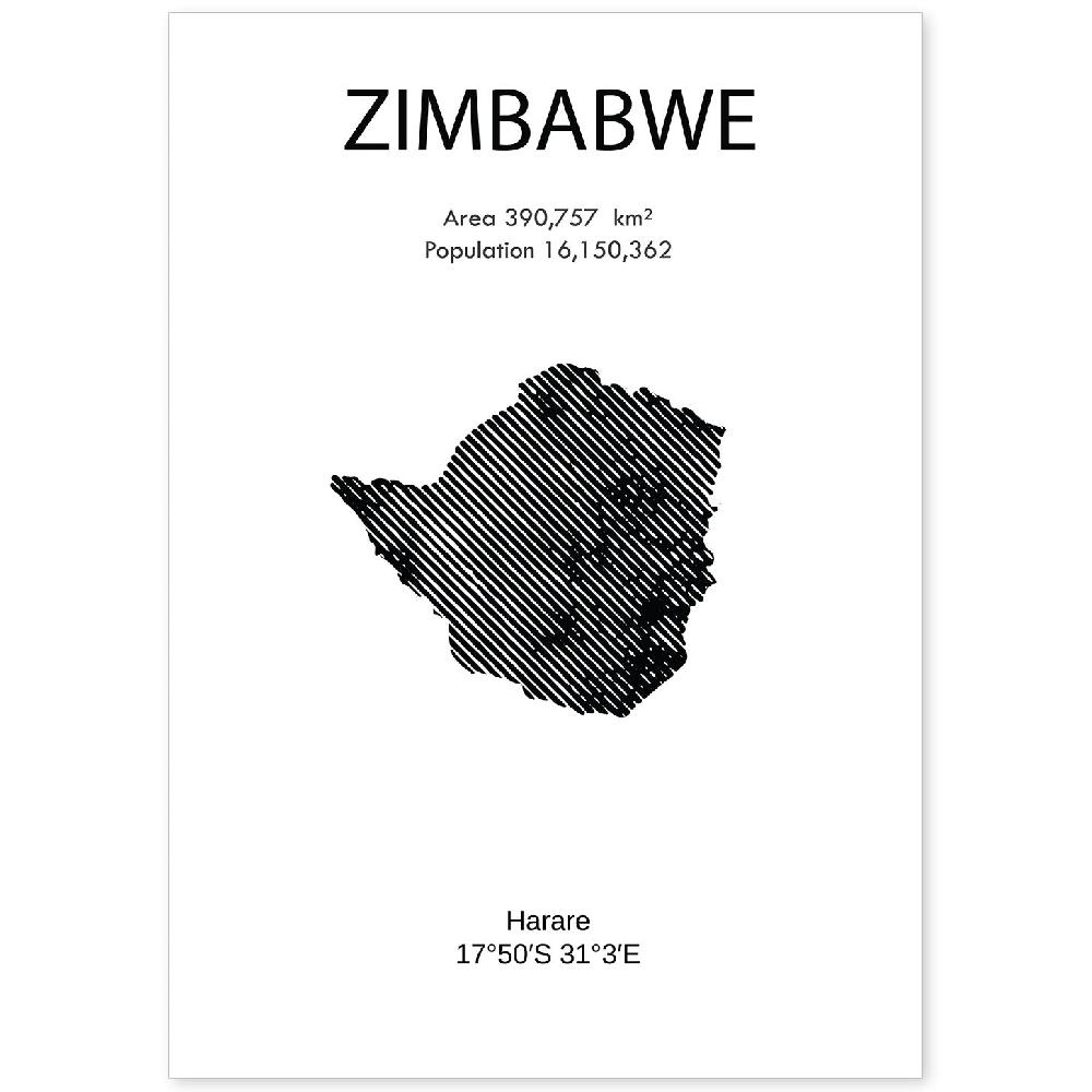 nacnic Lámina de Zimbabwe del Mundo