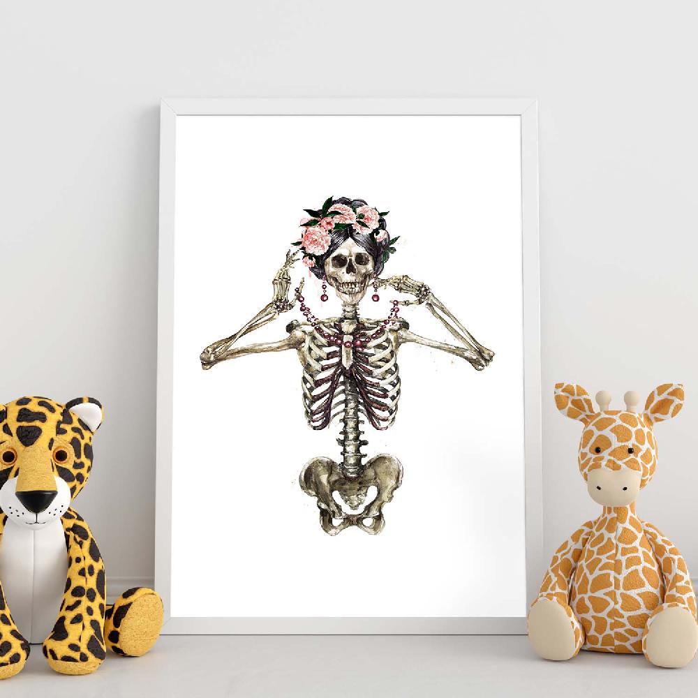 Nacnic Lámina Esqueleto Chica Con Flores