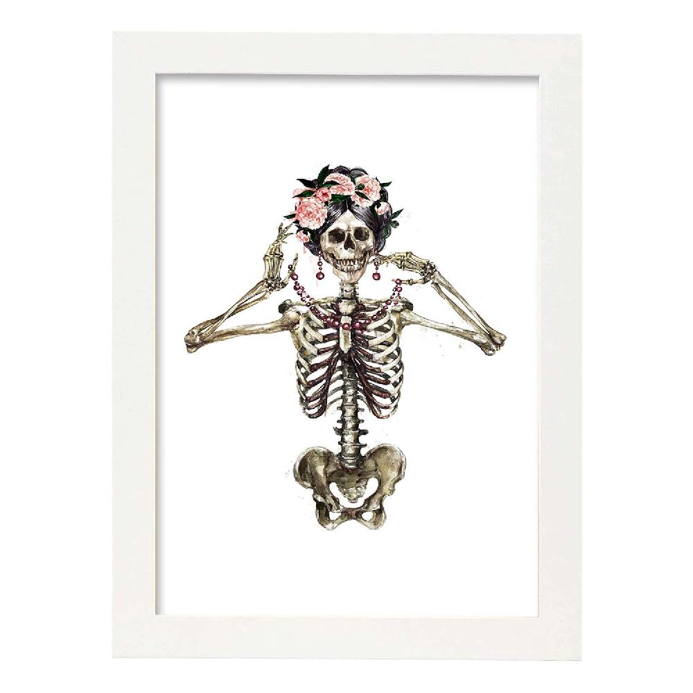 Nacnic Lámina Esqueleto Chica Con Flores