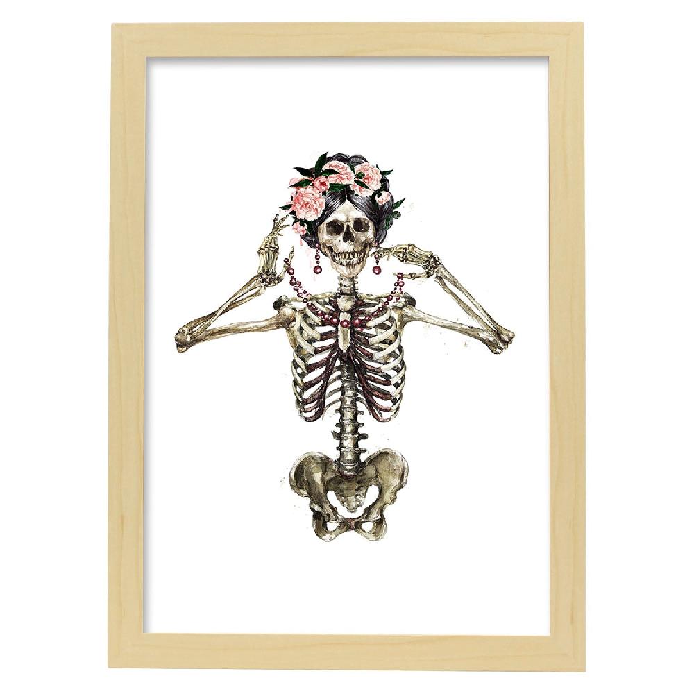 Nacnic Lámina Esqueleto Chica Con Flores